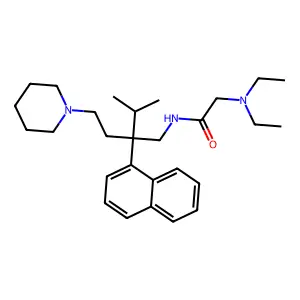 2-(diethylamino)-N-[3-methyl-2-naphthalen-1-yl-2-(2-piperidin-1-ylethyl)butyl]acetamide structure