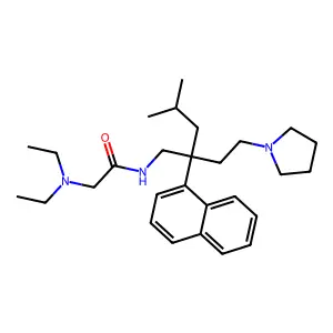 2-(diethylamino)-N-[4-methyl-2-naphthalen-1-yl-2-(2-pyrrolidin-1-ylethyl)pentyl]acetamide structure