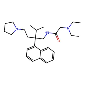 2-(diethylamino)-N-[3-methyl-2-naphthalen-1-yl-2-(2-pyrrolidin-1-ylethyl)butyl]acetamide structure