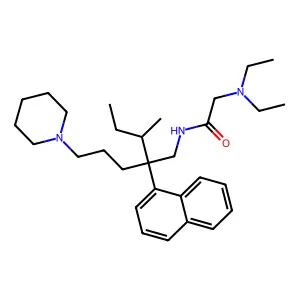 2-(diethylamino)-N-[3-methyl-2-naphthalen-1-yl-2-(3-piperidin-1-ylpropyl)pentyl]acetamide structure