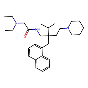 2-(diethylamino)-N-[3-methyl-2-(naphthalen-1-ylmethyl)-2-(2-piperidin-1-ylethyl)butyl]acetamide structure