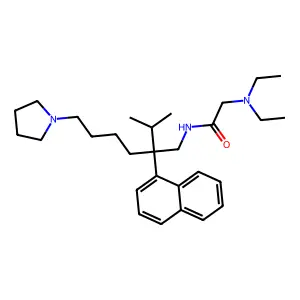 2-(diethylamino)-N-(2-naphthalen-1-yl-2-propan-2-yl-6-pyrrolidin-1-ylhexyl)acetamide structure