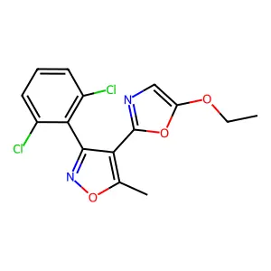 3-(2,6-Dichlorophenyl)-4-(5-ethoxy-1,3-oxazol-2-yl)-5-methyl-1,2-oxazole structure