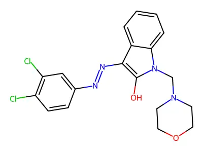 1-(morpholinomethyl)-1H-indole-2,3-dione 3-[N-(3,4-dichlorophenyl)hydrazone] structure