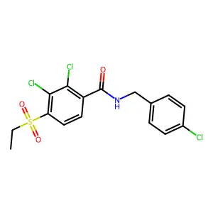 2,3-dichloro-N-(4-chlorobenzyl)-4-(ethylsulfonyl)benzenecarboxamide structure