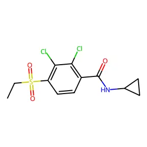 2,3-dichloro-N-cyclopropyl-4-(ethylsulfonyl)benzenecarboxamide structure