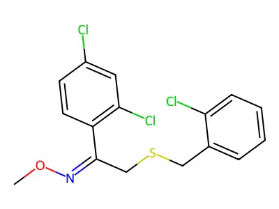 2-[(2-chlorophenyl)methylsulfanyl]-1-(2,4-dichlorophenyl)-N-methoxyethanimine structure