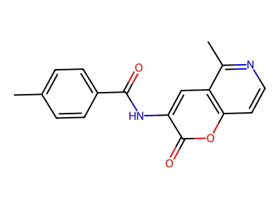 4-methyl-N-(5-methyl-2-oxo-2H-pyrano[3,2-c]pyridin-3-yl)benzenecarboxamide structure