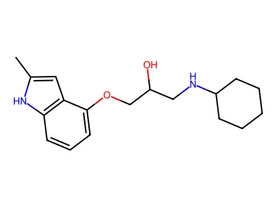 1-(cyclohexylamino)-3-[(2-methyl-1H-indol-4-yl)oxy]propan-2-ol structure