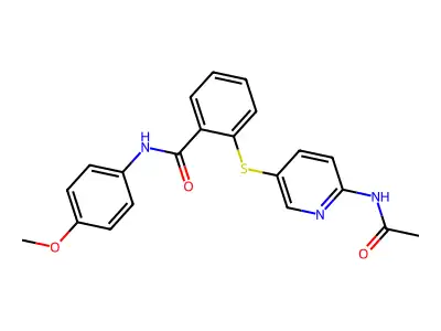 2-{[6-(acetylamino)-3-pyridinyl]sulfanyl}-N-(4-methoxyphenyl)benzenecarboxamide structure