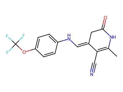 2-methyl-6-oxo-4-{[4-(trifluoromethoxy)anilino]methylene}-1,4,5,6-tetrahydro-3-pyridinecarbonitrile structure