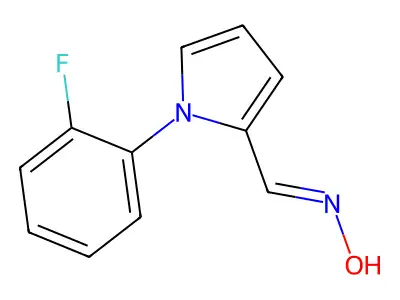 N-[[1-(2-fluorophenyl)pyrrol-2-yl]methylidene]hydroxylamine structure