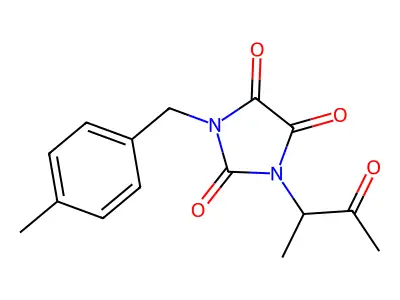 1-[(4-Methylphenyl)methyl]-3-(3-oxobutan-2-yl)imidazolidine-2,4,5-trione structure