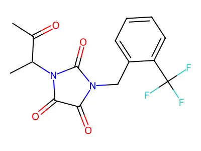 1-(1-methyl-2-oxopropyl)-3-[2-(trifluoromethyl)benzyl]-1H-imidazole-2,4,5(3H)-trione structure
