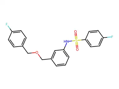 4-fluoro-N-(3-{[(4-fluorobenzyl)oxy]methyl}phenyl)benzenesulfonamide structure