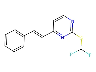 2-[(Difluoromethyl)thio]-4-(2-phenylethenyl)pyrimidine structure