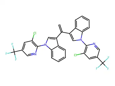 1-[3-chloro-5-(trifluoromethyl)pyridin-2-yl]-3-(1-{1-[3-chloro-5-(trifluoromethyl)pyridin-2-yl]-1H-indol-3-yl}ethenyl)-1H-indole structure