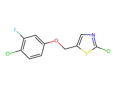 2-Chloro-5-[(4-chloro-3-fluorophenoxy)methyl]-1,3-thiazole structure