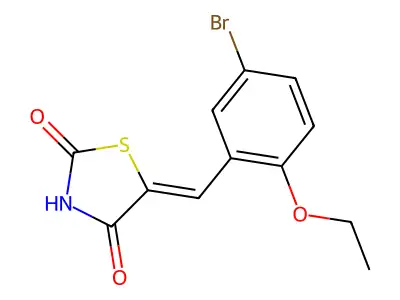 (5Z)-5-[(5-bromo-2-ethoxyphenyl)methylidene]-1,3-thiazolidine-2,4-dione structure