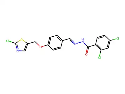 2,4-dichloro-N-[[4-[(2-chloro-1,3-thiazol-5-yl)methoxy]phenyl]methylideneamino]benzamide structure