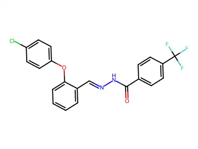N-[[2-(4-chlorophenoxy)phenyl]methylideneamino]-4-(trifluoromethyl)benzamide structure