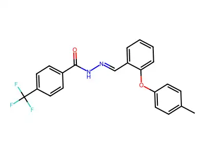 N-[[2-(4-methylphenoxy)phenyl]methylideneamino]-4-(trifluoromethyl)benzamide structure