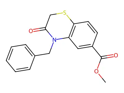 methyl 4-benzyl-3-oxo-3,4-dihydro-2H-1,4-benzothiazine-6-carboxylate structure
