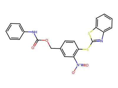 [4-(1,3-benzothiazol-2-ylsulfanyl)-3-nitrophenyl]methyl N-phenylcarbamate structure