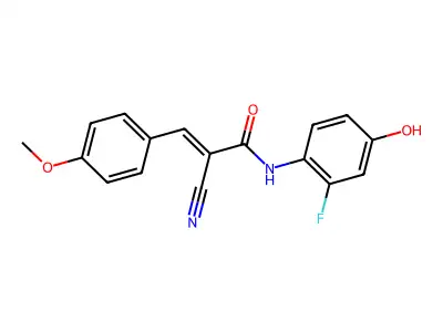 2-cyano-N-(2-fluoro-4-hydroxyphenyl)-3-(4-methoxyphenyl)prop-2-enamide structure