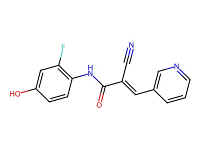 2-cyano-N-(2-fluoro-4-hydroxyphenyl)-3-pyridin-3-ylprop-2-enamide structure