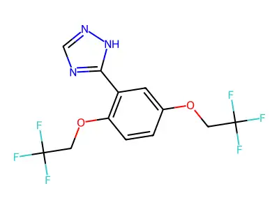 5-[2,5-bis(2,2,2-trifluoroethoxy)phenyl]-1H-1,2,4-triazole structure