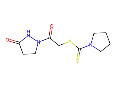2-oxo-2-(3-oxotetrahydro-1H-pyrazol-1-yl)ethyl 1-pyrrolidinecarbodithioate structure