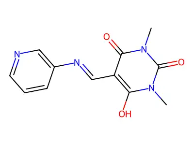 1,3-dimethyl-5-[(3-pyridinylamino)methylene]-2,4,6(1H,3H,5H)-pyrimidinetrione structure