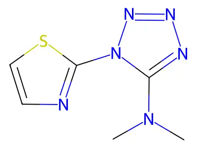N,N-dimethyl-1-(1,3-thiazol-2-yl)-1H-1,2,3,4-tetraazol-5-amine structure