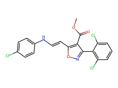 methyl 5-[2-(4-chloroanilino)ethenyl]-3-(2,6-dichlorophenyl)-1,2-oxazole-4-carboxylate structure
