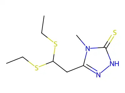 5-[2,2-bis(ethylsulfanyl)ethyl]-4-methyl-4H-1,2,4-triazole-3-thiol structure
