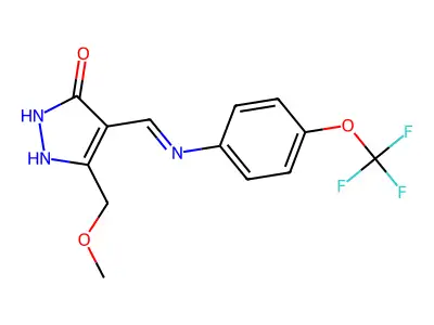5-(methoxymethyl)-4-{[4-(trifluoromethoxy)anilino]methylene}-2,4-dihydro-3H-pyrazol-3-one structure