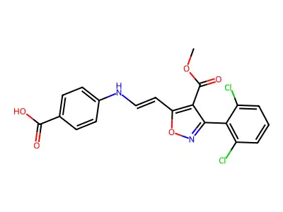 4-[2-[3-(2,6-dichlorophenyl)-4-methoxycarbonyl-1,2-oxazol-5-yl]ethenylamino]benzoic Acid structure