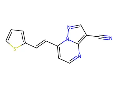7-(2-Thiophen-2-ylethenyl)pyrazolo[1,5-a]pyrimidine-3-carbonitrile structure