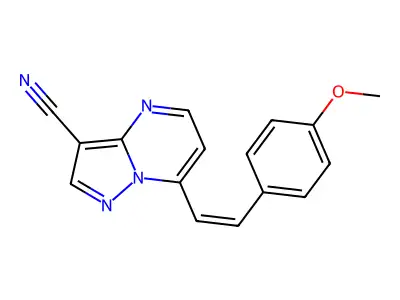 7-[2-(4-Methoxyphenyl)ethenyl]pyrazolo[1,5-a]pyrimidine-3-carbonitrile structure