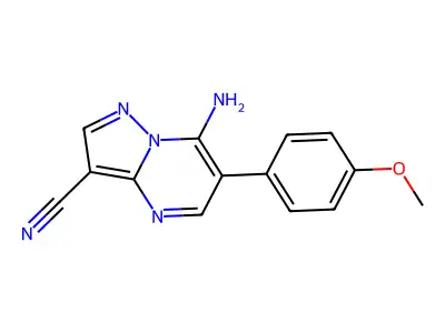 7-Amino-6-(4-methoxyphenyl)pyrazolo(1,5-a)pyrimidine-3-carbonitrile structure