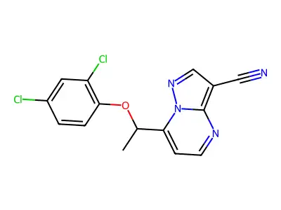7-[1-(2,4-Dichlorophenoxy)ethyl]pyrazolo[1,5-a]pyrimidine-3-carbonitrile structure
