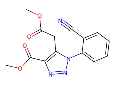 methyl 1-(2-cyanophenyl)-5-(2-methoxy-2-oxoethyl)-1H-1,2,3-triazole-4-carboxylate structure