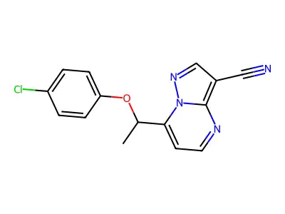 7-[1-(4-Chlorophenoxy)ethyl]pyrazolo[1,5-a]pyrimidine-3-carbonitrile structure