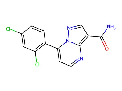 7-(2,4-Dichlorophenyl)pyrazolo[1,5-a]pyrimidine-3-carboxamide structure