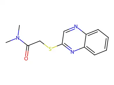 N,N-dimethyl-2-(2-quinoxalinylsulfanyl)acetamide structure
