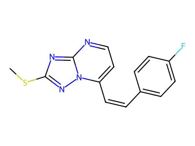7-[2-(4-Fluorophenyl)ethenyl]-2-methylsulfanyl-[1,2,4]triazolo[1,5-a]pyrimidine structure