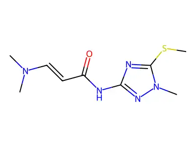 3-(dimethylamino)-N-(1-methyl-5-methylsulfanyl-1,2,4-triazol-3-yl)prop-2-enamide structure