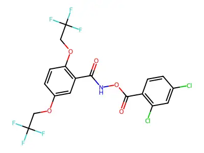 N-((2,4-dichlorobenzoyl)oxy)-2,5-bis(2,2,2-trifluoroethoxy)benzenecarboxamide structure