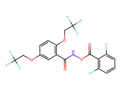 N-((2,6-difluorobenzoyl)oxy)-2,5-bis(2,2,2-trifluoroethoxy)benzenecarboxamide structure